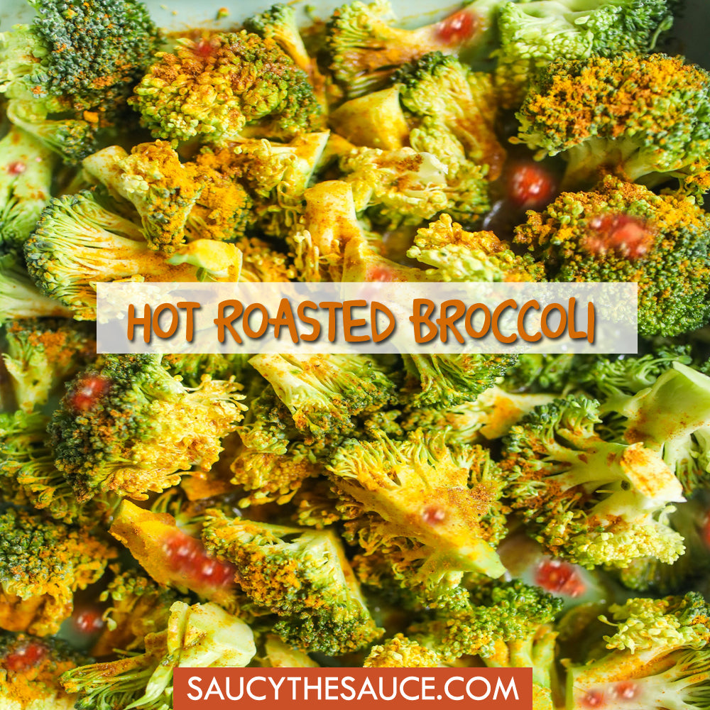 Roasted Broccoli with Saucy Thai Chili Peach Hot Sauce